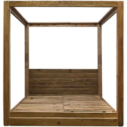 Lit adulte en bois de pin recyclé coloris naturel - longueur 202 x profondeur 222 x Hauteur 215 cm