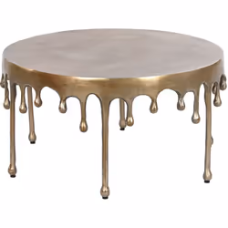 Table basse, table de salon ronde en aluminium coloris doré. Dimensions : diamètre 75 x Hauteur 40 cm Matière : aluminium Col ...