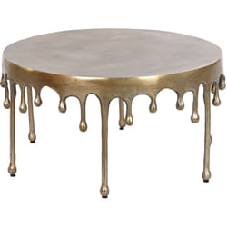 Table basse, table de salon ronde en aluminium coloris doré - diamètre 75 x Hauteur 40 cm