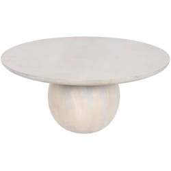 Table basse, table de salon ronde en bois d'acacia coloris blanc - diamètre 80 x Hauteur 38 cm