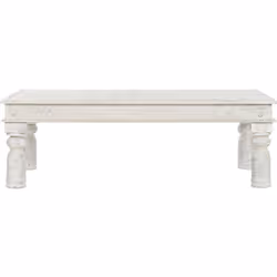 Table basse, table de salon rectangulaire en bois sculpté coloris blanc. Dimensions : longueur 150 x profondeur 76 x Hauteur  ...