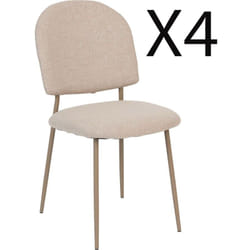 Lot de 4 chaises en Polyester coloris beige et pieds en acier -Longueur 43 x Profondeur 57 x Hauteur 84 cm