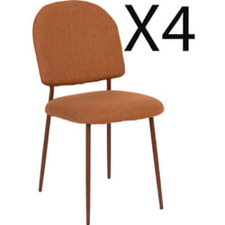 Lot de 4 chaises en Polyester coloris ambre et pieds en acier -Longueur 43 x Profondeur 57 x Hauteur 84 cm