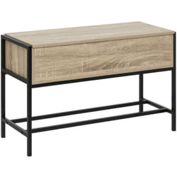 Pegane - Banc à chaussures, meuble à chaussures en métal noir et bois coloris naturel -Longueur 76,5 x Profondeur 30 x Hauteur 48 cm