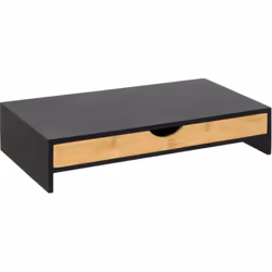 Support écran d'ordinateur pour bureau équipé d' un seul tiroir en bois coloris noir, naturel. A monter soi-même. Dimensions  ...