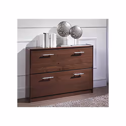 Commode / Meuble à chausssures en pin massif coloris noyer de 3 tiroirs, livré en kit Dimensions : Longueur 110 x Profondeur  ...
