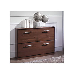 Commode Meuble à chausssures en pin massif coloris noyer - Longueur 110 x Profondeur 23 x Hauteur 80 cm