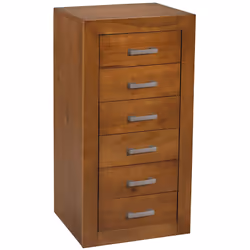 Chiffonnier Meuble de rangement en pin massif coloris cerisier de 6 tiroirs. Livré en kit Dimensions : Longueur 50 x Profonde ...