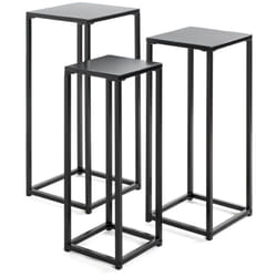 Pegane - Lot de 3 portes plantes en métal coloris noir