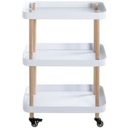 Chariot de service, desserte en bois coloris naturel et métal blanc -longueur 50 x profondeur 30 x hauteur 76 cm