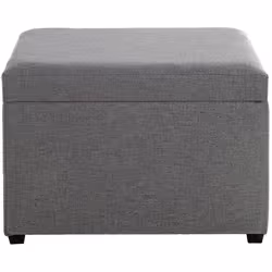 Coffre de rangement en MDF recouvert tissu anthracite, avec assise rembourrée et rabattable. Dimensions : longueur 58 x profo ...
