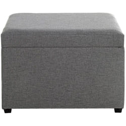 Pegane - Coffre de rangement en tissu coloris gris anthracite et bois - longueur 58 x profondeur 39 x hauteur 42 cm