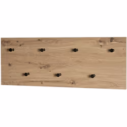 Garderobe murale, Patère murale en MDF décor chêne, crochets en métal laqué noir. Dimensions :longueur 80 x profondeur 5 x ha ...