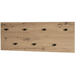 Pegane - Garderobe murale, Patère murale en bois coloris chêne et métal noir -longueur 80 x profondeur 5 x hauteur 30 cm