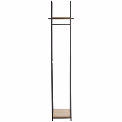Porte-manteau en tube d'acier laqué noir, avec plateaux en MDF décor chêne. Dimensions : longueur 38 x profondeur 40 x hauteu ...