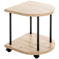 Chariot de service, desserte en bois chêne, métal noir -longueur 40 x profondeur 40 x hauteur 45 cm