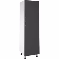 Colonne de cuisine avec 2 portes coloris gris comprenant : 4 étagères intérieures réglables en hauteur, Poignées en métal fin ...