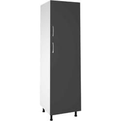 Meuble colonne de cuisine avec 2 portes coloris gris - Hauteur 200 x Longueur 60 x profondeur 58 cm
