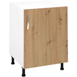 Pegane - Meuble bas de cuisine avec 1 porte coloris Chêne Albar - Hauteur 85 x Longueur 60 x profondeur 58 cm