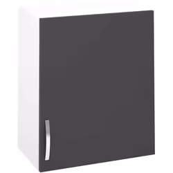 Meuble haut de cuisine à suspendre coloris gris comprenant : 1 Porte avec une étagère intérieure réglable en hauteur, Poignée ...