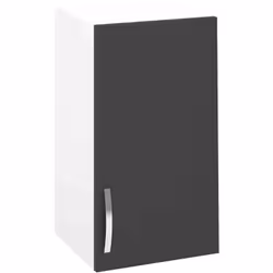 Meuble haut de cuisine à suspendre coloris gris comprenant : 1 Porte avec une étagère intérieure réglable en hauteur, Poignée ...