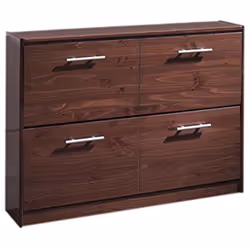 Meuble à chaussures, commode à chaussures avec 2 portes abattantes en pin massif coloris noyer. Capacité jusqu'à 24 à 27 pair ...