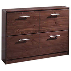 Meuble à chaussures, commode à chaussures en pin massif coloris noyer - Longueur 110 x Profondeur 23 x Hauteur 80 cm
