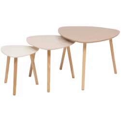 Ce set de 3 tables à café est idéal pour mettre en valeur vos objets déco. Leur forme triangulaire et leurs pieds compas en c ...