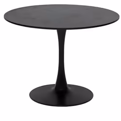 Table à manger, table de repas avec sa forme ronde fabriquée en métal et MDF coloris noir. A monter soi-même. Dimensions : di ...