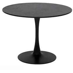 Table à manger, table de repas ronde en métal et mdf coloris noir -diamètre 102 x Hauteur 76 cm