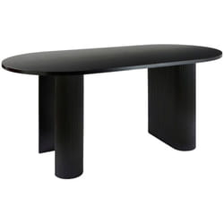 Table de repas, table à manger rectangulaire en bois coloris noir - Longueur 180 x Profondeur 90 x Hauteur 76 cm