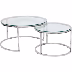Set de 2 tables basses, tables de salon conçu en verre et acier inoxydable allie design moderne et fonctionnalité. Le verre r ...