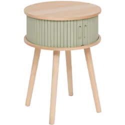 Table de chevet, table de nuit en bois coloris vert, beige. Équipée de 2 portes coulissantes. Revêtement avec peinture acryli ...
