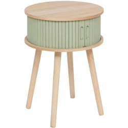 Pegane - Table de chevet, table de nuit avec 2 portes en bois coloris vert, beige - diamètre 40 x Hauteur 54 cm