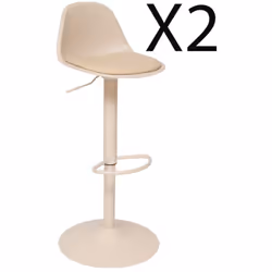 Ce tabouret de bar coloris beige. La hauteur est réglable, son assise peut être positionnée entre 61,5 et 82,5 cm. Assise rem ...