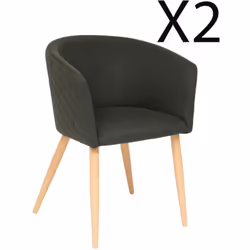 Lot de 2 fauteuils en velours coloris vert cèdre, pieds en bois coloris naturel. A monter soi-même. Dimensions : Longueur 55  ...