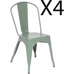 Lot de 4 chaises de salle à manger conçu en métal coloris vert olive. A monter soi-même. Dimensions : Longueur 45 x Profondeu ...