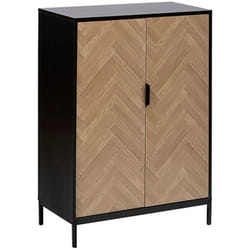 Meuble de rangement avec 2 portes en bois coloris marron, noir - Longueur 80 x Profondeur 40 x Hauteur 110 cm