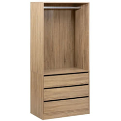 Dressing penderie avec 3 tiroirs en bois coloris naturel - Longueur 80 x Profondeur 48 x Hauteur 180 cm