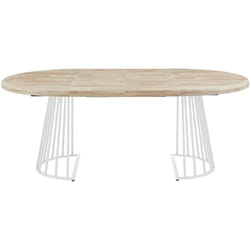 Table à manger ronde extensible en bois de chêne nordique et métal coloris blanc - Longueur 120-200 x hauteur 76 cm