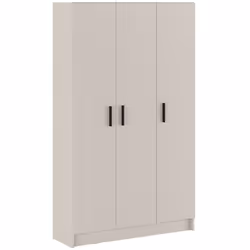 Armoire polyvalente équipée de 3 portes, coloris beige en panneaux de particules mélaminés. Dotée de 3 étagères. Dimensions : ...