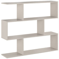 Etagère asymétrique basse, meuble étagère basse coloris beige - Longueur 110 x profondeur 24,60 x hauteur 96,3 cm