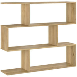 Etagère asymétrique basse, meuble étagère basse coloris chêne Mauvella - Longueur 110 x profondeur 24,60 x hauteur 96,3 cm
