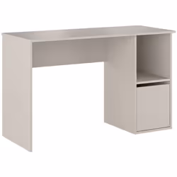 Table de bureau, meuble de bureau avec 1 porte coloris beige, fabriquée en mélamine résistante. Dimensions : Longueur 120 x p ...