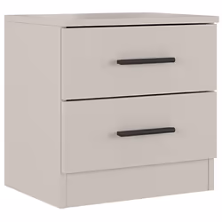 Table de nuit équipée de 2 tiroirs coloris beige, en panneau de particule mélaminé. Facile à installer dans votre chambre. Po ...