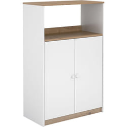 Pegane - Meuble de rangement de cuisine coloris chêne Albar, blanc - Hauteur 124 x Longueur 80 x profondeur 40 cm