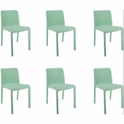 Lot de 6 chaises de jardin empilables en résine coloris vert adaptées aussi bien pour l'extérieur que pour l'intérieur Grande ...