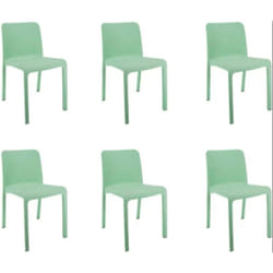 Pegane - Lot de 6 chaises de jardin empilables en résine coloris vert - Longueur 48 x Profondeur 53 x Hauteur 80 cm