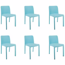 Lot de 6 chaises de jardin empilables en résine coloris bleu azul adaptées aussi bien pour l'extérieur que pour l'intérieur G ...
