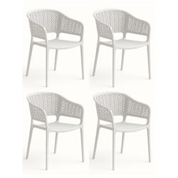 Lot de 4 chaises de jardin empilables en résine coloris blanc - Longueur 59 x Profondeur 56 x Hauteur 79 cm